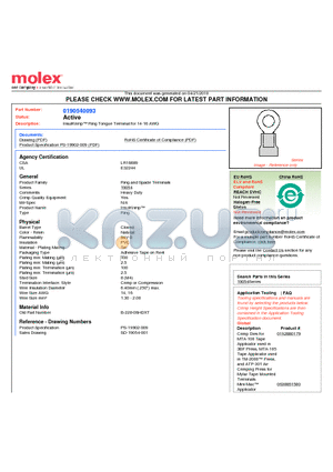 0190540093 datasheet - InsulKrimp Ring Tongue Terminal for 14-16 AWG