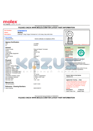 0190580016 datasheet - Avikrimp Ring Tongue Terminal for 14-16 Heavy Duty AWG Wire