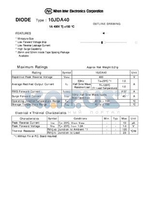 10JDA40 datasheet - DIODE - 1A 400V TJ = 150C