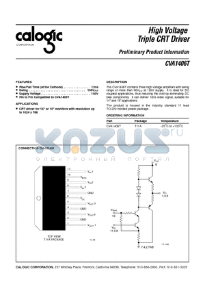 CVA1406T datasheet - High Voltage Triple CRT Driver