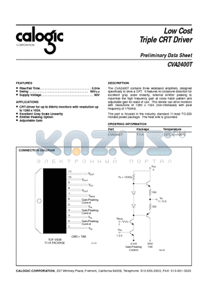 CVA2400 datasheet - Low Cost Triple CRT Driver