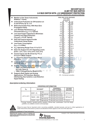 74CBT16211CDGVRG4 datasheet - 24-BIT FET BUS SWITCH 5-V BUS SWITCH WITH 2-V UNDERSHOOT PROTECTION