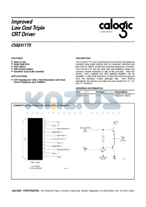 CVA2411TX datasheet - Improved Low Cost Triple CRT Driver