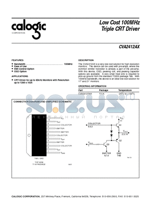 CVA2412 datasheet - Low Cost 100MHz Triple CRT Driver