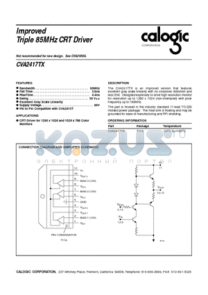 CVA2417 datasheet - Improved Triple 85MHz CRT Driver