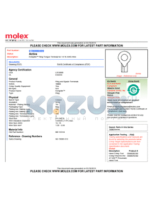 0190690099 datasheet - Krimptite Ring Tongue Terminal for 14-16 AWG Wire