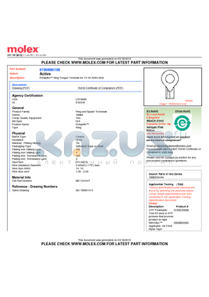 0190690100 datasheet - Krimptite Ring Tongue Terminal for 14-16 AWG Wire