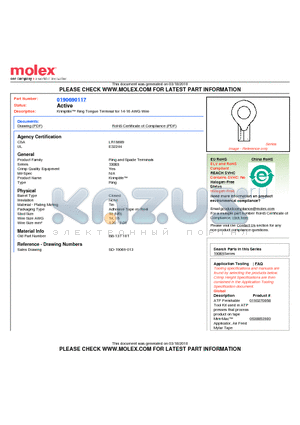 0190690117 datasheet - Krimptite Ring Tongue Terminal for 14-16 AWG Wire