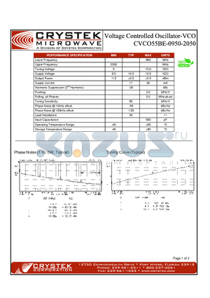 CVCO55BE-0950-2050 datasheet - VCO (voltage controlled oscillator)
