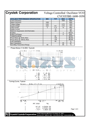 CVCO55BE-1600-1850 datasheet - VCO (voltage controlled oscillator)