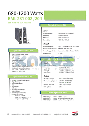 BML231002 datasheet - 680-1200 Watts