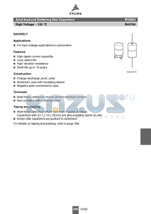 B43693A2226Q007 datasheet - Axial-lead and Soldering Star Capacitors