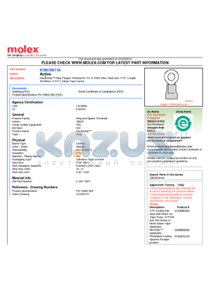 0190700116 datasheet - InsulKrimp Ring Tongue Terminal for 10-12 AWG Wire