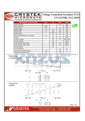 CVCO55BE-1812-2090 datasheet - VCO (voltage controlled oscillator)