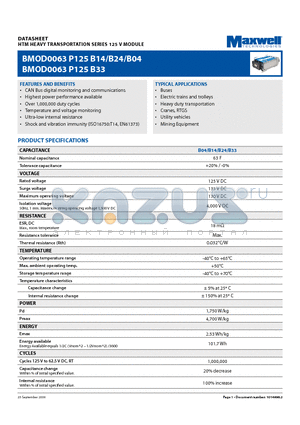 BMOD0063P125B14 datasheet - HTM HEAVY TRANSPORTATION SERIES 125 V MODULE