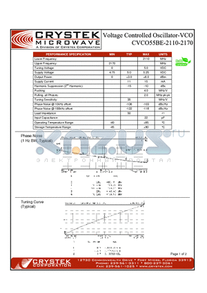 CVCO55BE-2110-2170 datasheet - VCO (voltage controlled oscillator)