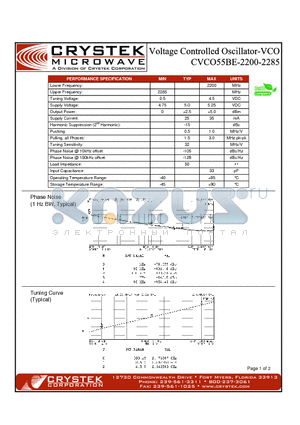 CVCO55BE-2200-2285 datasheet - VCO (voltage controlled oscillator)