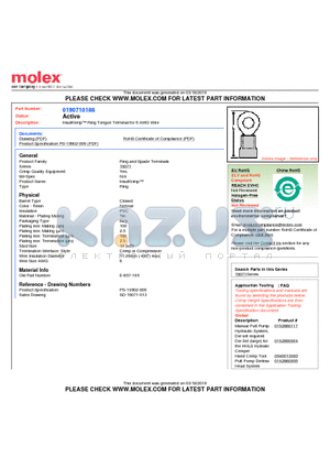 0190710188 datasheet - InsulKrimp Ring Tongue Terminal for 6 AWG Wire