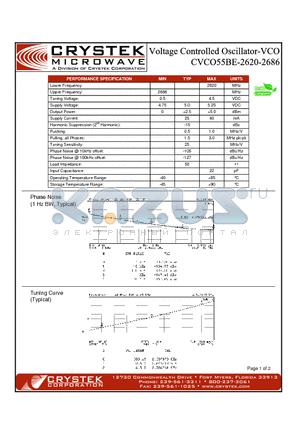 CVCO55BE-2620-2686 datasheet - voltage controlled oscillator-VCO