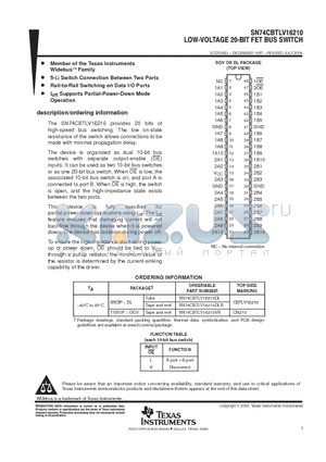 74CBTLV16210DLG4 datasheet - LOW-VOLTAGE 20-BIT FET BUS SWITCH