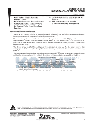 74CBTLV16211CGRDR datasheet - LOW-VOLTAGE 24-BIT FET BUS SWITCH