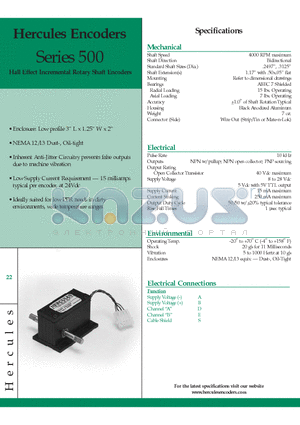 511-GS16 datasheet - Hall Effect Incremental Rotary Shaft Encoders