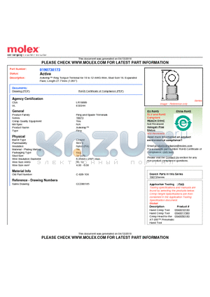 0190730173 datasheet - Avikrimp Ring Tongue Terminal