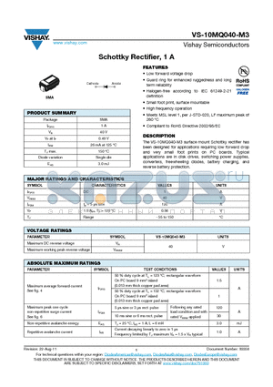 10MQ040-M3 datasheet - Schottky Rectifier, 1 A