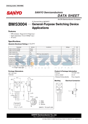 BMS3004 datasheet - General-Purpose Switching Device Applications