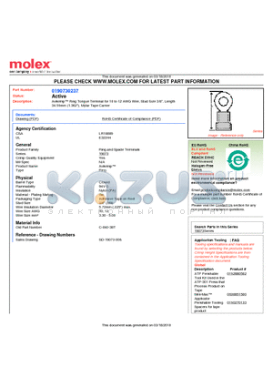 0190730237 datasheet - Avikrimp Ring Tongue Terminal