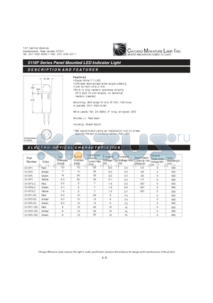 5110F1LC datasheet - Panel Mounted LED Indicator Light