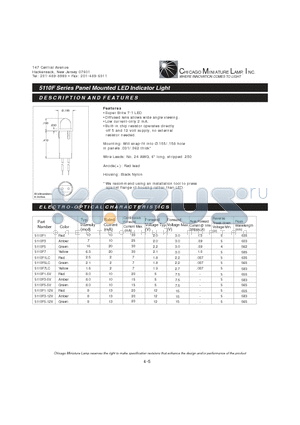 5110F3 datasheet - Panel Mounted LED Indicator Light