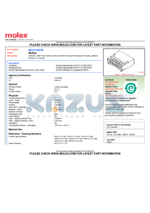 51111-0310 datasheet - 2.50mm (.098