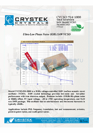 CVCSO-914-1000 datasheet - Ultra-Low Phase Noise 1GHz SAW VCSO