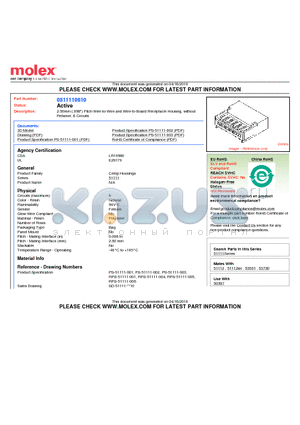 51111-0610 datasheet - 2.50mm (.098