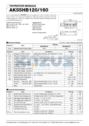 AK55HB160 datasheet - THYRISTOR MODULE