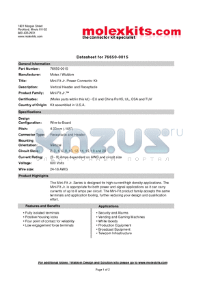 39-01-2160 datasheet - Vertical Header and Receptacle