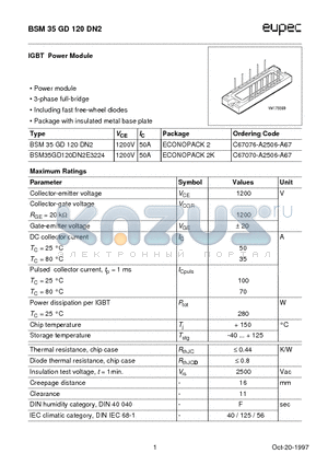 C67070-A2506-A67 datasheet - IGBT Power Module