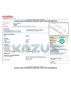 51113-1305 datasheet - 2.50mm (.098