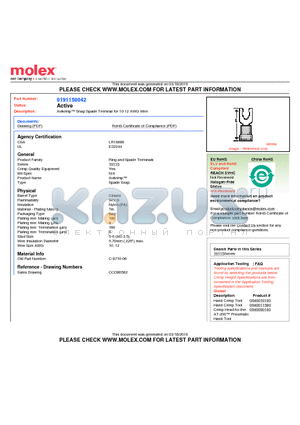 0191150042 datasheet - Avikrimp Snap Spade Terminal for 10-12 AWG Wire