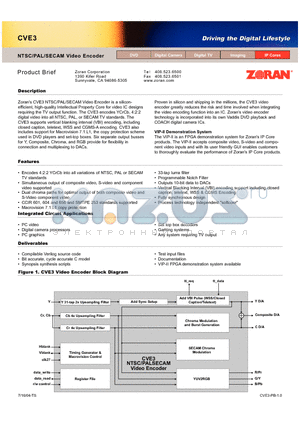 CVE3 datasheet - NTSC/PAL/SECAM Video Encoder