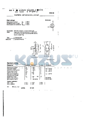 C67078-A1012-A2 datasheet - main ratings