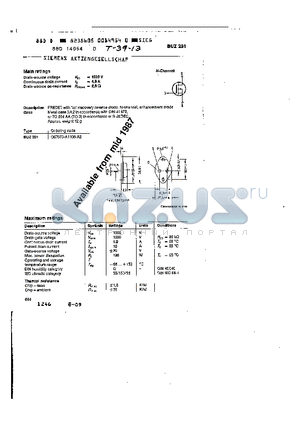 C67078-A1106-A2 datasheet - main ratings