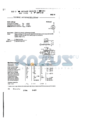 C67078-A1601-A2 datasheet - main ratings