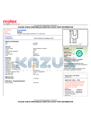 0191290008 datasheet - Krimptite Block Spade Terminal for 10-12 AWG Wire