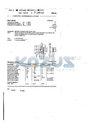 C67078-A1609-A2 datasheet - main ratings