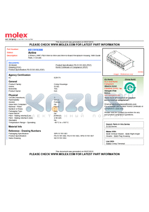 51191-0300 datasheet - 2.50mm (.098