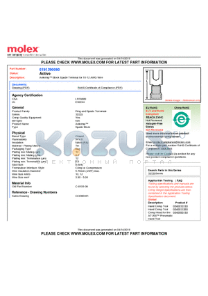 0191390060 datasheet - Avikrimp Block Spade Terminal for 10-12 AWG Wire