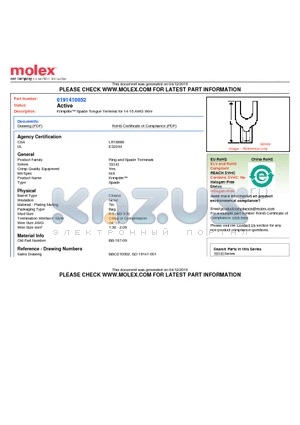 0191410052 datasheet - Krimptite Spade Tongue Terminal for 14-16 AWG Wire