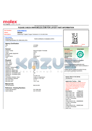 0191440018 datasheet - InsulKrimp Spade Tongue Terminal for 14-16 AWG Wire